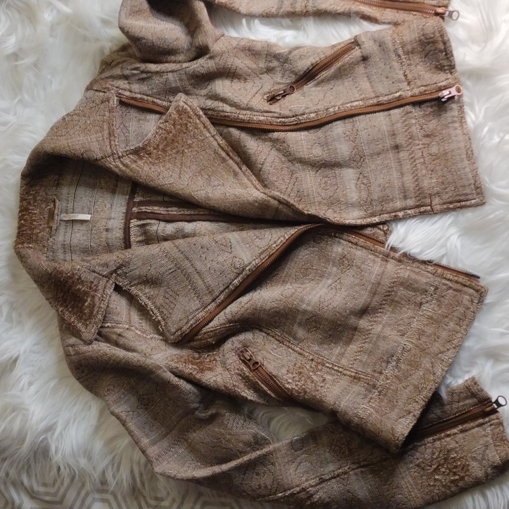Free People Tapestry Moto in brown comb sz 2
